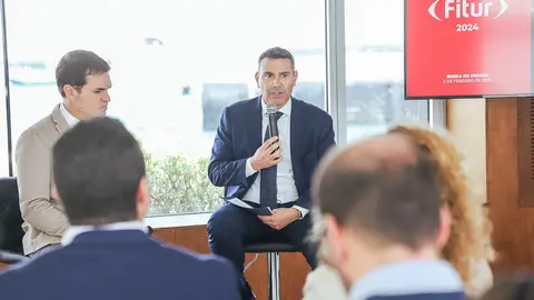 Oswaldo Betancort en la rueda de prensa de balance de FITUR 2024.