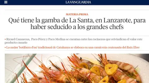 Imagen de un recorte de La Vanguardia que envía el Ayuntamiento de Tinajo