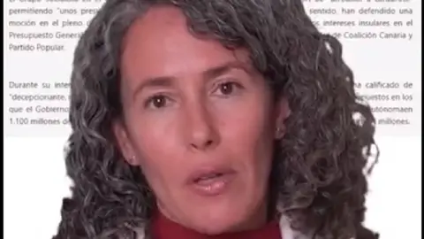 Imagen de uno de los habituales vídeos del PSOE, en este caso de Ariagona González atacando al presidente del Cabildo. 