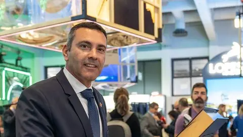 El presidente del Cabildo de Lanzarote, Oswaldo Betancort, en la ITB.