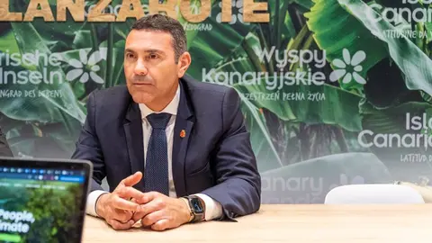 El presidente del Cabildo de Lanzarote, Oswaldo Betancort, en la ITB.