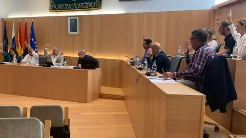 Grupo de gobierno durante la votación en el pleno de Tías.