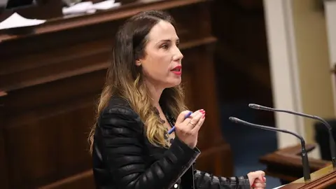 Patricia Hernández en el Parlamento autonómico.