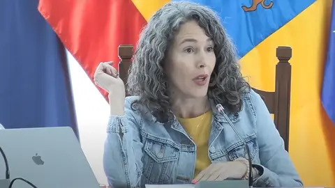 Ariagona González en el pleno del Cabildo de Lanzarote.