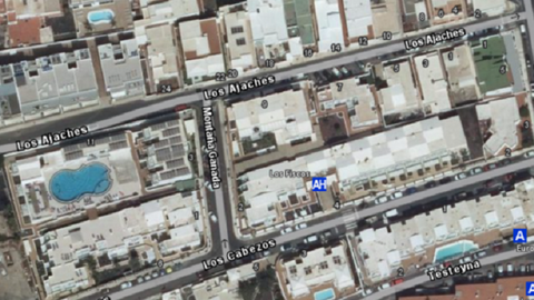 Imagen del plano aéreo en el que se encuentra la calle Montaña Granada de Puerto del Carmen.