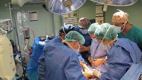 Momento de una intervención de trasplante hepático