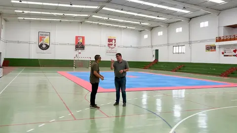 Obra del polideportivo de San Bartolomé.