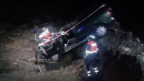 Accidente ocurrido este lunes en la carretera de Masdache.