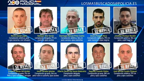 Imagen de los 10 fugitivos buscados.
