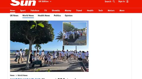 Noticia del medio The Sun sobre la manifestación.