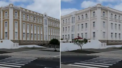 Imagen de este lunes de cómo va quedando el edificio.