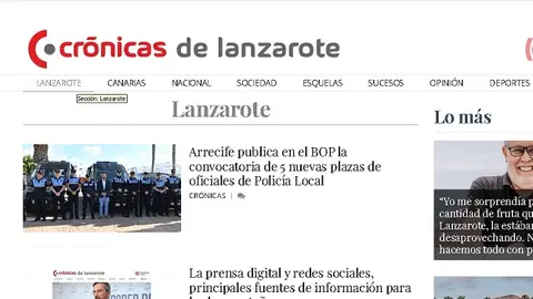 Imagen del periódico digital del grupo Crónicas. 