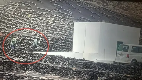 Imagen de los supuestos operarios del Cabildo en una finca privada.