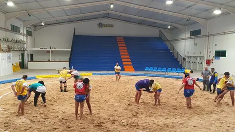 El Unión Sur Yaiza en su último entreno del miércoles preparando la gran final