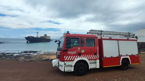 Actuación de los bomberos este jueves en el Telamón.