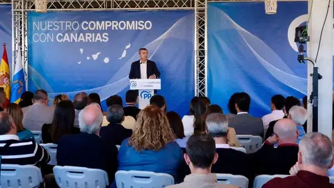 Imagen de Manuel Domínguez este sábado en el encuentro del PP canario