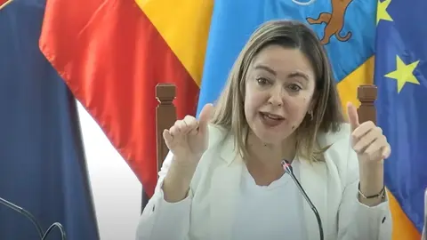 María Dolores Corujo durante su acusación en el Pleno del Cabildo de Lanzarote.