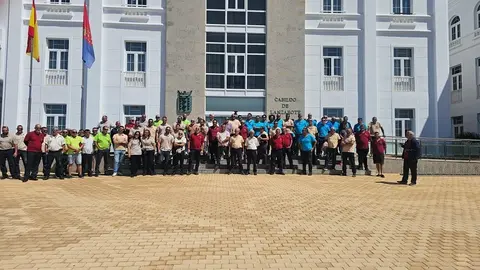 Taxistas frente al Cabildo de Lanzarote.