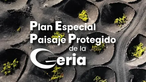 Cartel promocional de las mesas participativas Plan Especal Paisaje  Protegido de la Geria.