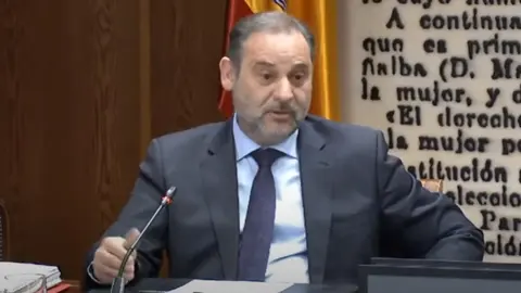 Imagen de José Luis Ábalos durante su comparecencia en la Comisión del Senado que investiga también posibles casos de corrupción.