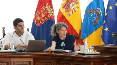 Benjamín Perdomo y Ariagona González en el pleno del pasado martes cuando hablaron de la sentencia que ahora dice CC que se han inventado