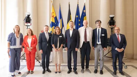 Astrid Pérez en su visita a Bruselas.