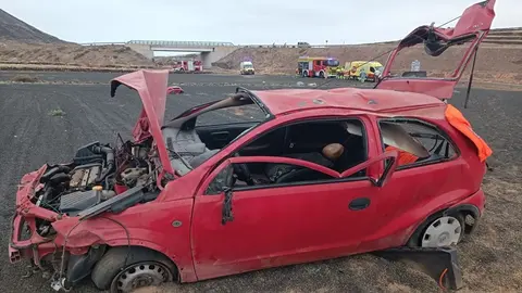 Estado del vehículo tras el vuelco.