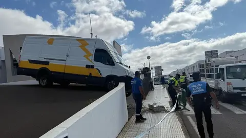 Imagen del furgón tras el accidente.