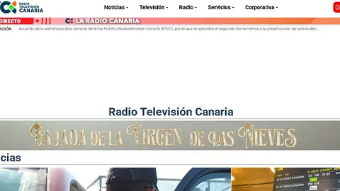 Imagen de la página oficial de la Radiotelevisión Canaria en internet. 