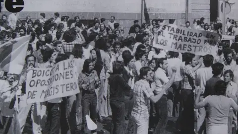 Protestas del profesorado en 1977.