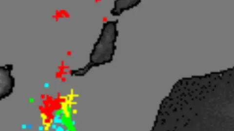 Imagen del Consorcio de Seguridad y Emergencias de la tormenta eléctrica que hubo de madrugada sobre Lanzarote, La Graciosa y Fuerteventura.