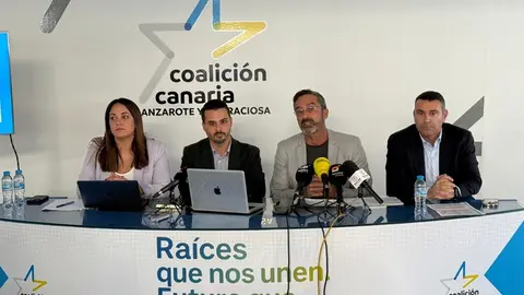 Cristina Calero, David Toledo, Pedro San Ginés y Oswaldo Betancort en la rueda de prensa sobre los presupuestos.