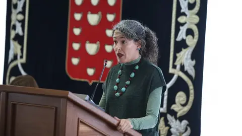 Ariagona González este martes durante su intervención en el Debate.