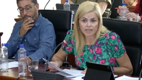Cristina Duque en un pleno del Ayuntamiento de Arrecife.
