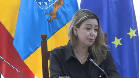 La secretaria general del PSOE de Lanzarote este viernes en el pleno del Cabildo.
