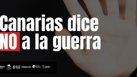 Cartel de las formaciones mostrando su rechazo al conflicto de Oriente Medio.