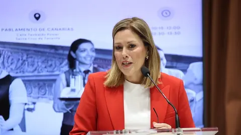 Astrid P&eacute;rez en su intervenci&oacute;n en  la jornada &ldquo;Las que cuidan, las que atienden, las que limpian. Mujeres en el sector servicios en Canarias&rdquo;.