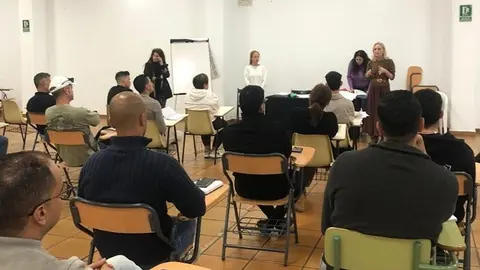 Taxistas en la formaci&oacute;n del Ayuntamiento de Yaiza.