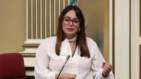Cristina Calero durante su intervenci&oacute;n en la C&aacute;mara auton&oacute;mica