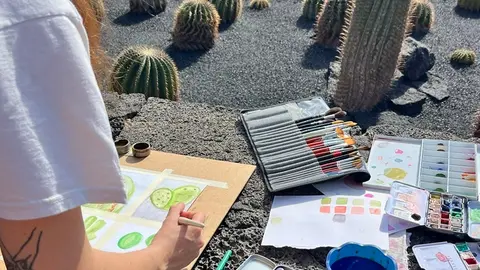 Imagen de archivo del taller de pintura de menores en el Jard&iacute;n de Cactus.