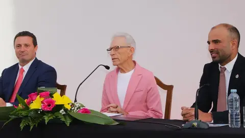 El pregonero junto a &Oacute;scar Noda y Daniel Medina