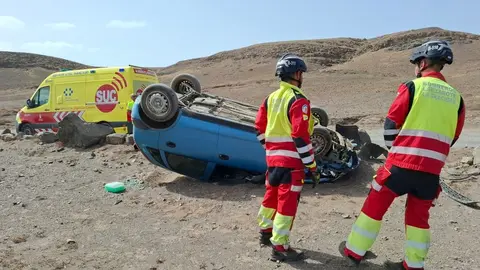 Imagen de c&oacute;mo estaba el veh&iacute;culo cuando llegaron los bomberos