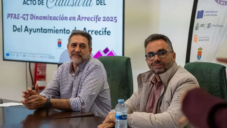 El primer teniente de alcalde de Arrecife, Echedey Eugenio, durante el acto de clausura.
