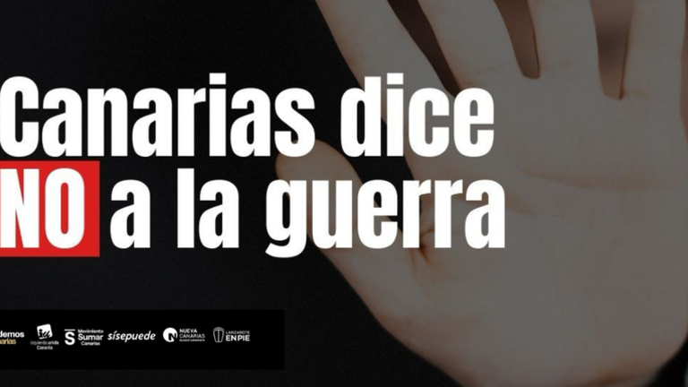 Cartel de las formaciones mostrando su rechazo al conflicto de Oriente Medio.