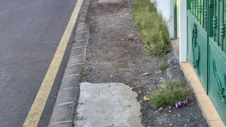 Imagen de lo que tendr&iacute;a que ser una acera en el barrio de San Francisco Javier.