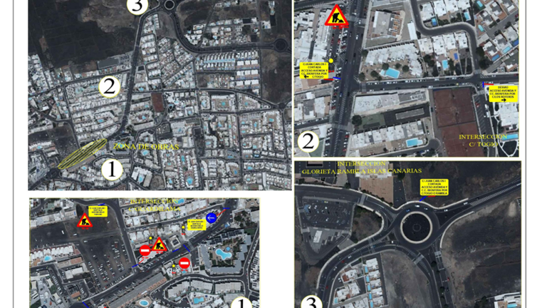 Mapa del cierre de un tramo de la calle Juan Carlos I de Puerto del Carmen