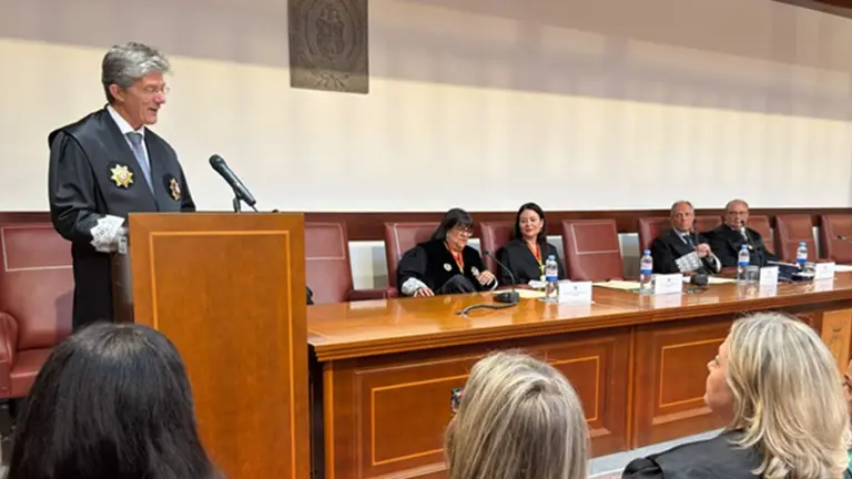 El abogado Carlos Vi&ntilde;a durante su discurso.