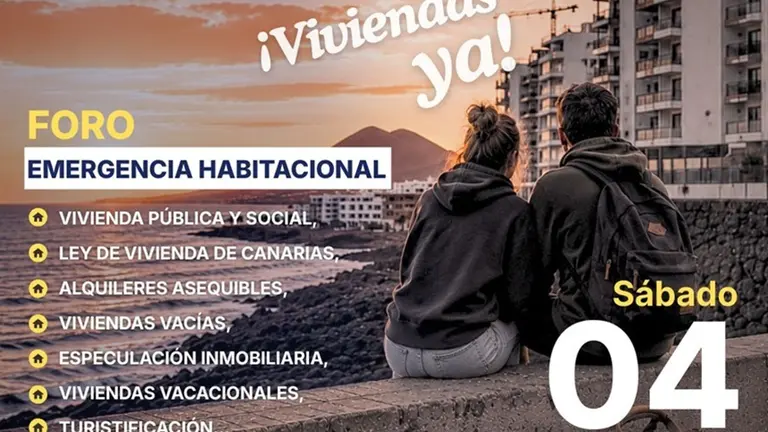 Cartel promocional del foro sobre la emergencia habitacional.