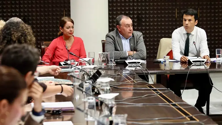 Marcos Bergaz (PSOE) durante una comisi&oacute;n parlamentaria de obras p&uacute;blicas, vivienda y movilidad.