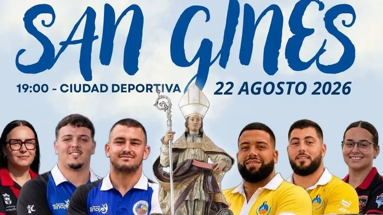 Cartel promocional de las luchas por las fiestas de San Gin&eacute;s.